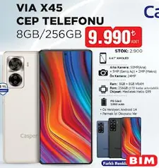 CASPER VİA X45 CEP TELEFONU 8 GB/256 GB fiyat ve kampanya bilgisi
